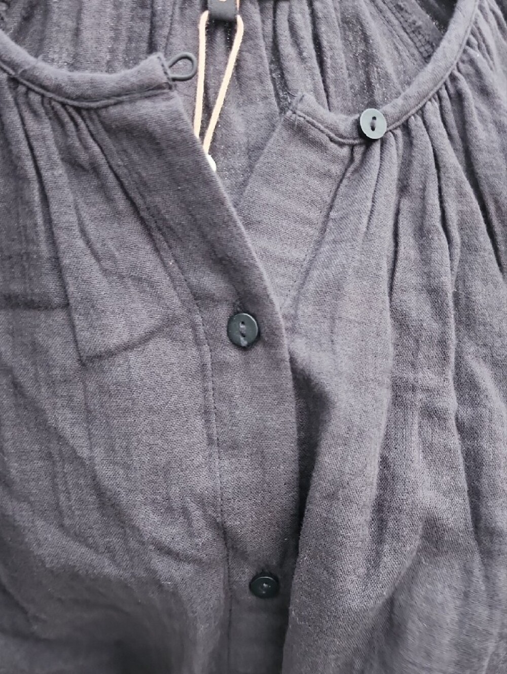 Quince Organic Cotton Gauze Peasant Blouse In Black - Picture 2 of 9